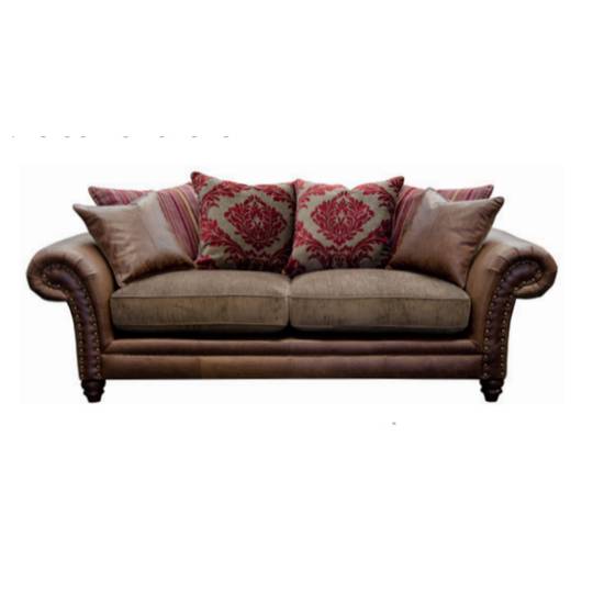 A&J Hudson 3 Seater Leather Sofa with scatter cushions